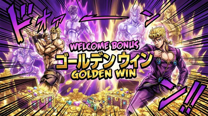 Bônus de Boas-Vindas win444 - Tesouro dourado com personagens épicos celebrando vitória